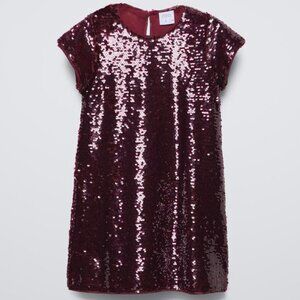 ✨‎ Zara Girls Sequin Dress – Burgundy - New ✨
